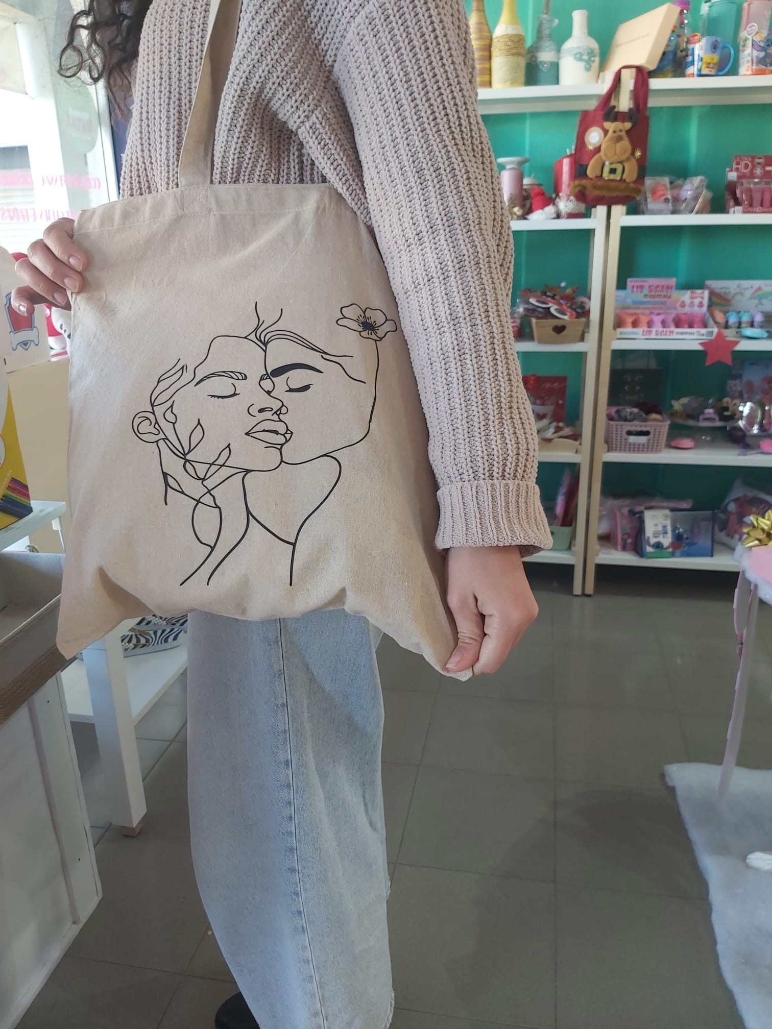 Tote bag rosto em linha